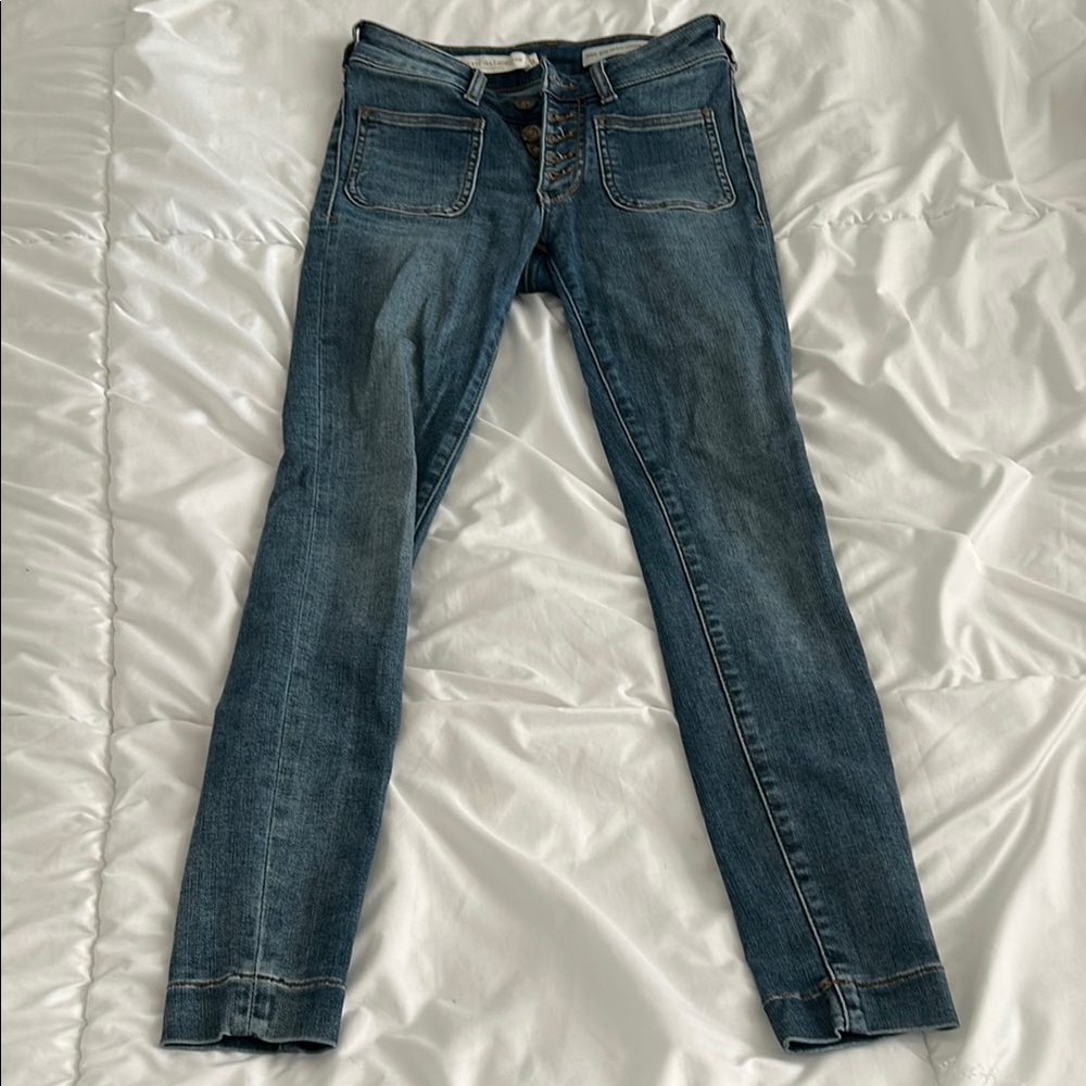Pilcro and the Letterpress Dark Blue Skinny Jeans